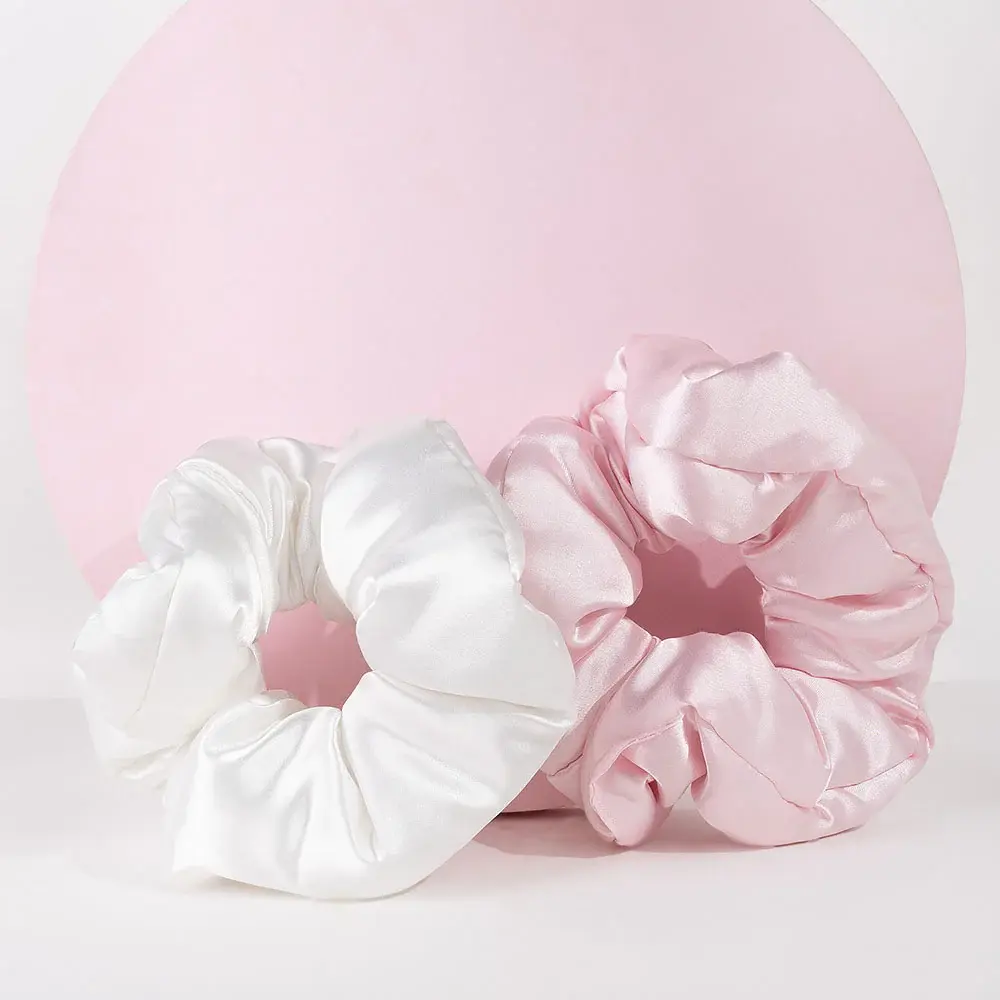 Brushworks Large Cloud Scrunchies Pink & White (2 pack)
