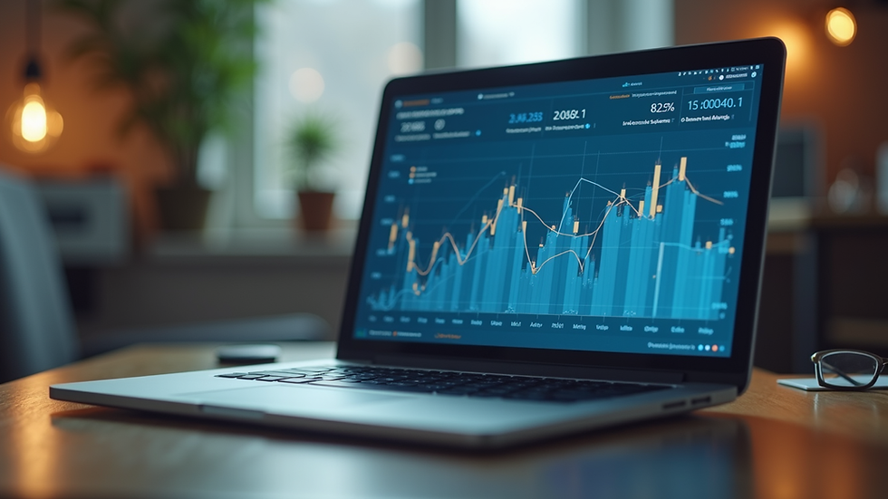 Close-up view of a laptop screen showing marketing analytics dashboard
