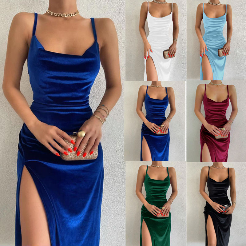 Veloura Midnight Satin Dress