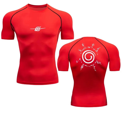 2026 Camisas de compressão masculinas anime esporte secagem rápida