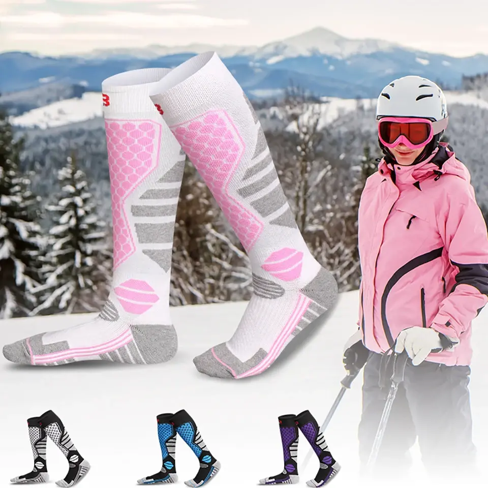 Winter Thickened Ski Socks for Men and Women, Knee High Thermal Socks