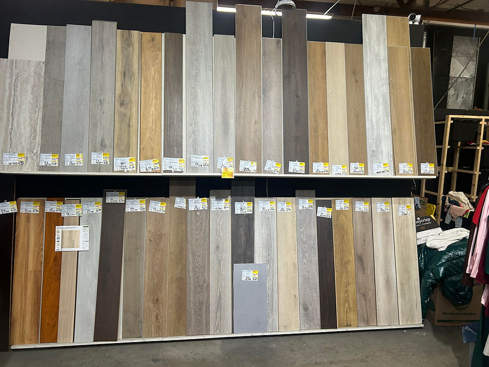 This is an image of the different flooring available at Liquidation Land Discount Flooring