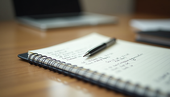 Detective notes on an open notebook