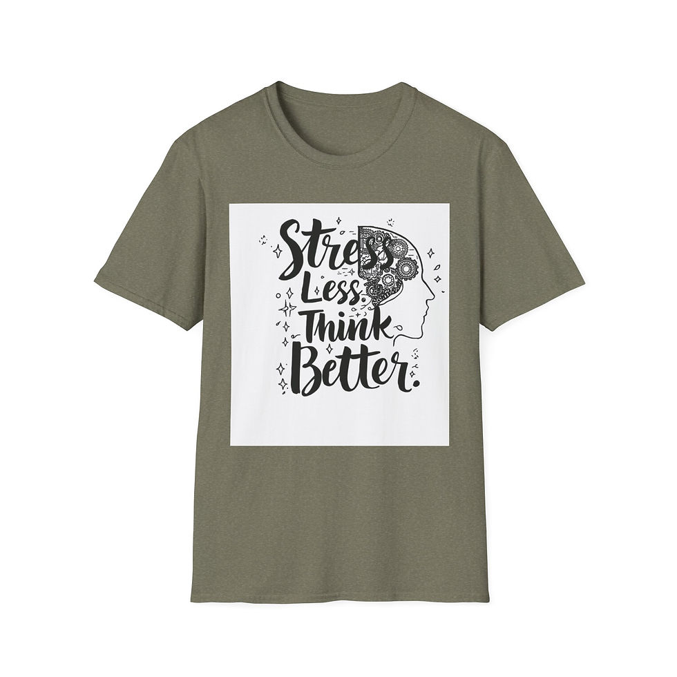 Thumbnail: Stress Less Think Better T-Shirt — Mindfulness Graphic Tee for wellness health