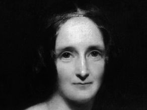 Portrait of Mary Shelley in black and white