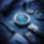 Digital blueprint with drafting tools, camera lens and digital components