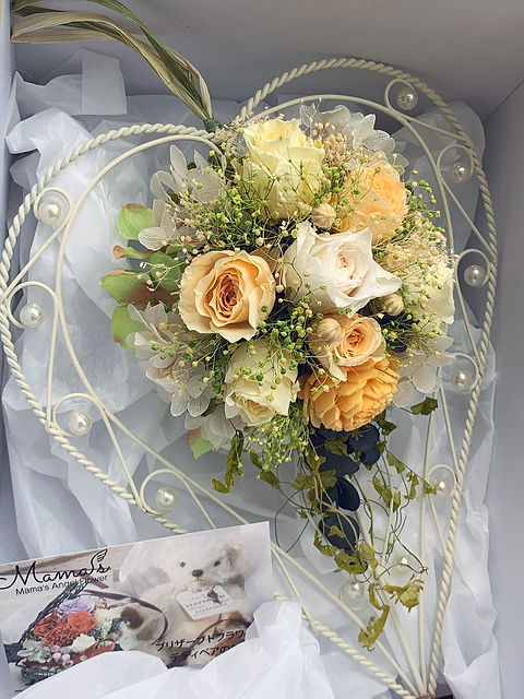 ハート 花かご ブライダル 置物