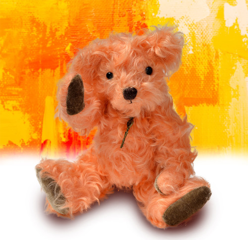 透明感のあるオレンジモヘアがとても華やかなテディベア | mamas