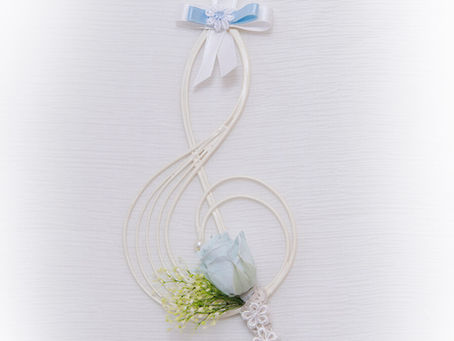 【母の日】フラワー 楽器 音楽会 アレンジ ト音記号 ブルー ♪ 〜 Music Floral series〜