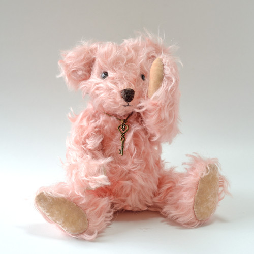 甘い ピンクモヘアが優しい本格クラシカル テディベア 【ぬいぐるみ