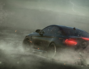 Sports Car in Storm