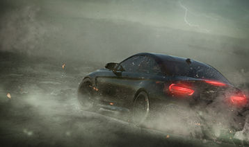 Sports Car in Storm