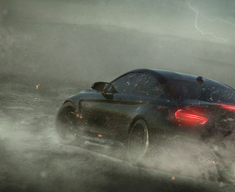 Sports Car in Storm