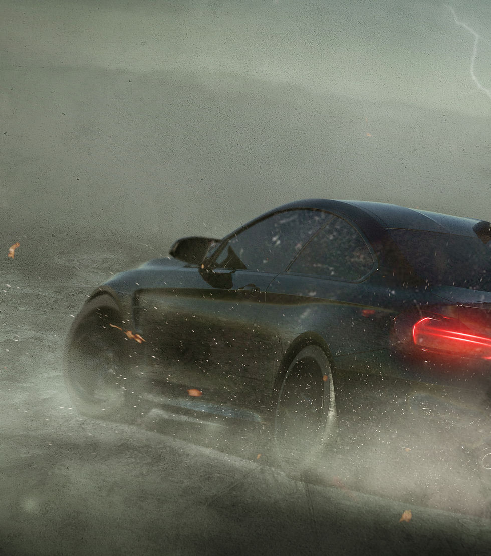 Sports Car in Storm