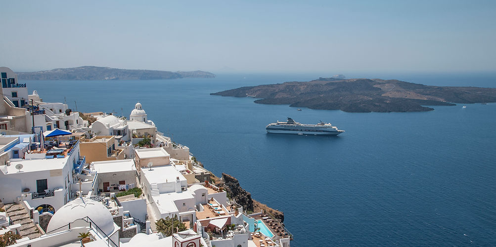 Vista al océano de Santorini