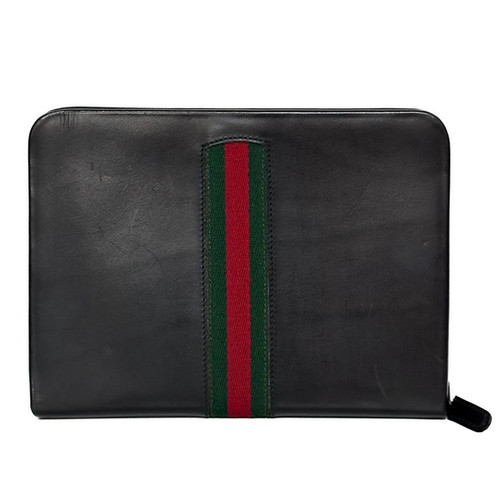 GUCCI ブラックレザー ケース Gucci Black Leather Sherry Zipped Clutch | Just Buy The Bag
