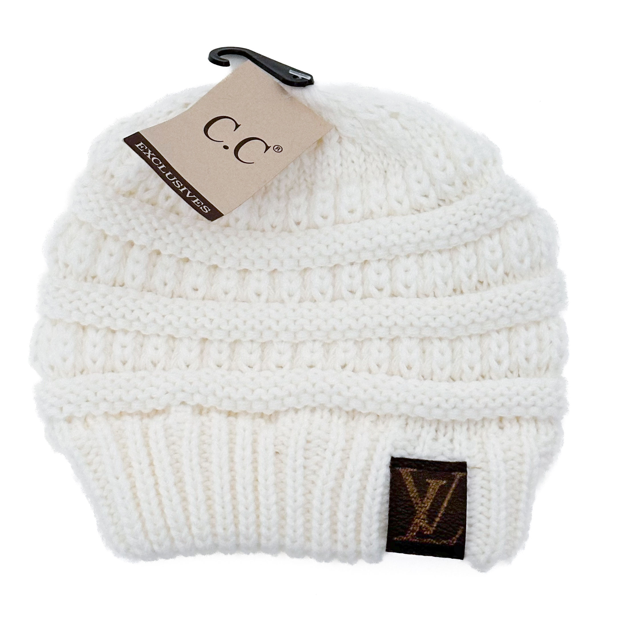 LV Repurposed Kids Beanie in White