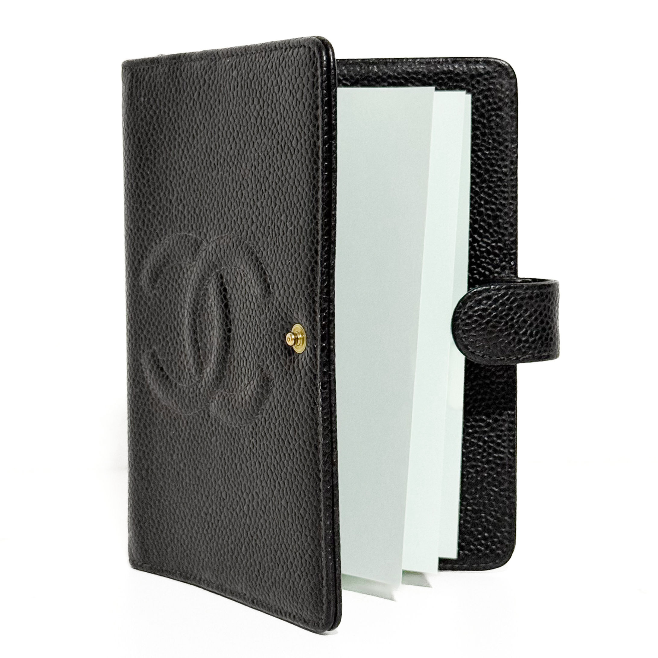 Chanel Agenda/Passport Cover in Black Caviar Leather