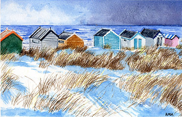 Snowy Beach Huts