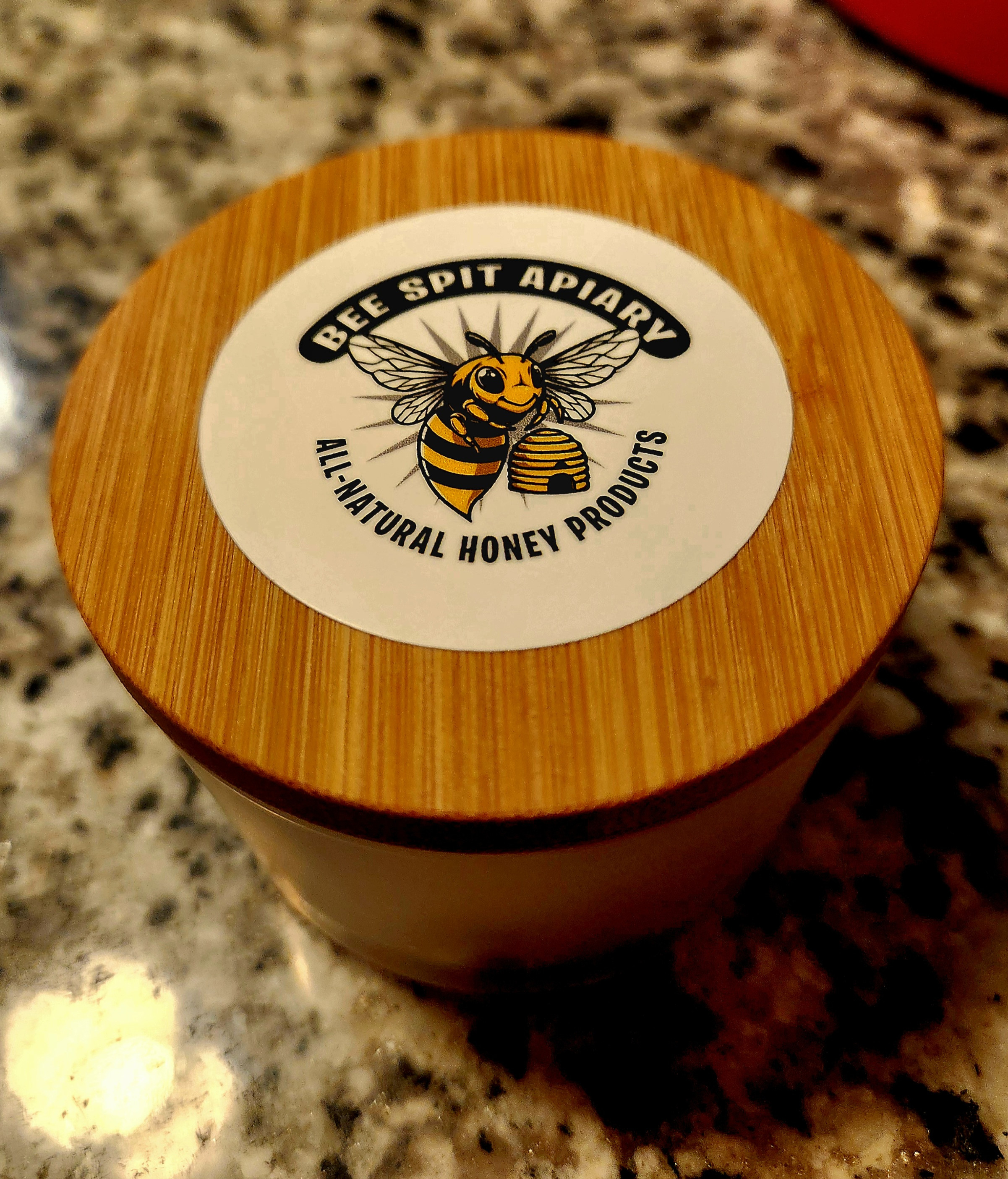 Beeswax Candle (Lavendar Scented) 4 oz. glass jar with wood lid