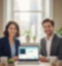Property manager and accountant smiling while working on Rentvine accounting
