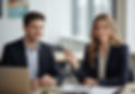 Professional modern office setting with a female collaborating with a male property manager