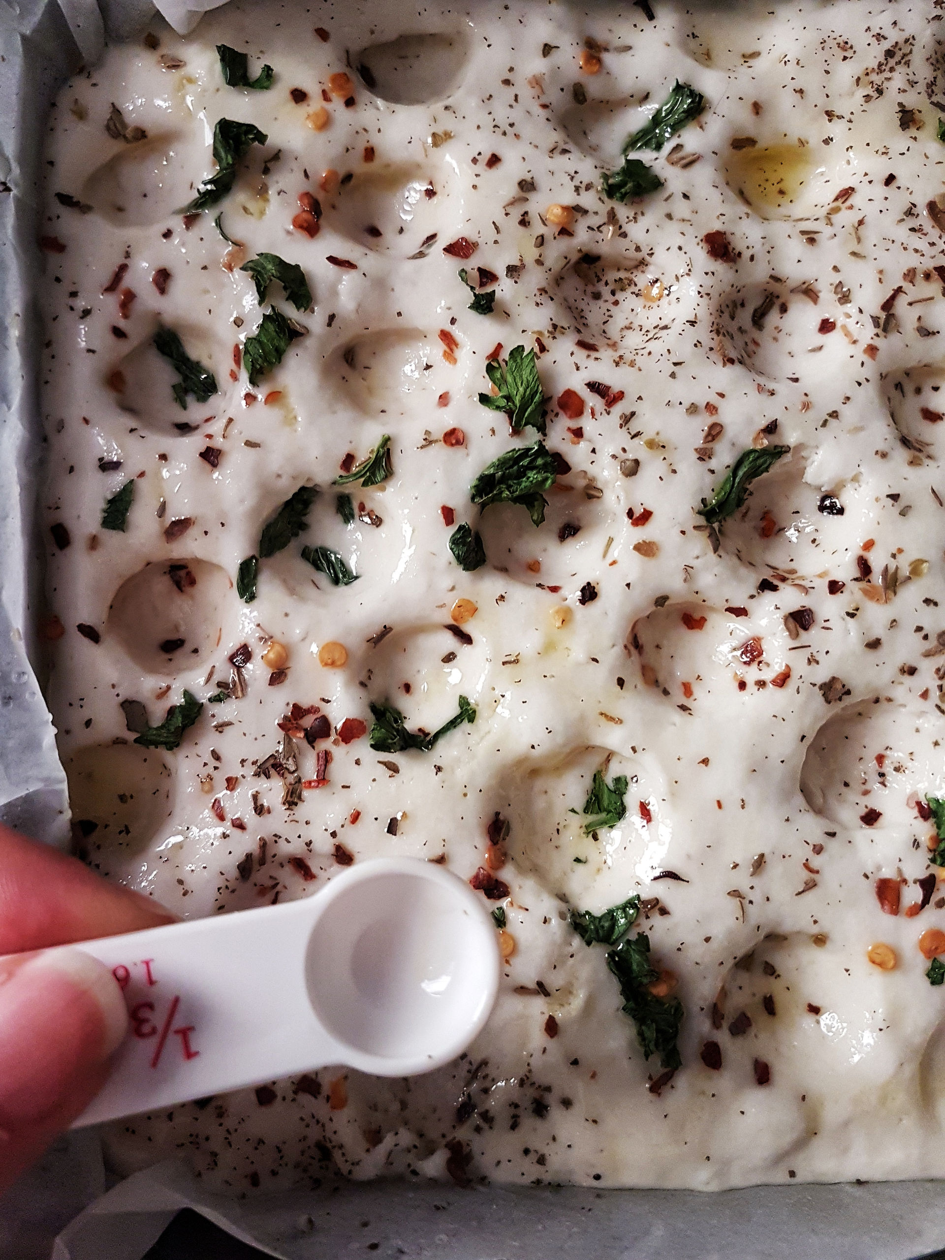 Dimpling the dough