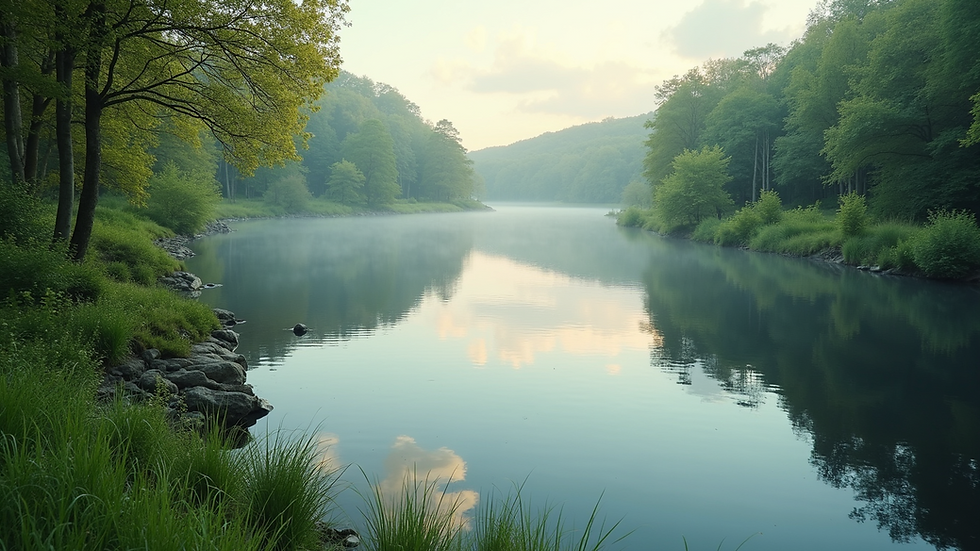 High angle view of a peaceful natural landscape with tranquil water