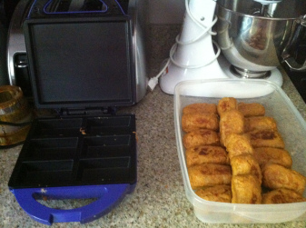 Carrot Juicing Muffins made with corn syrup.  This time I used a gifted Betty Crocker brownie “oven” instead of turning up the heat and oven during the summer.  It works well!