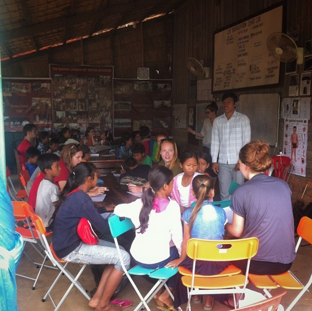 Language exchange with the kids in Banteay Chhmar