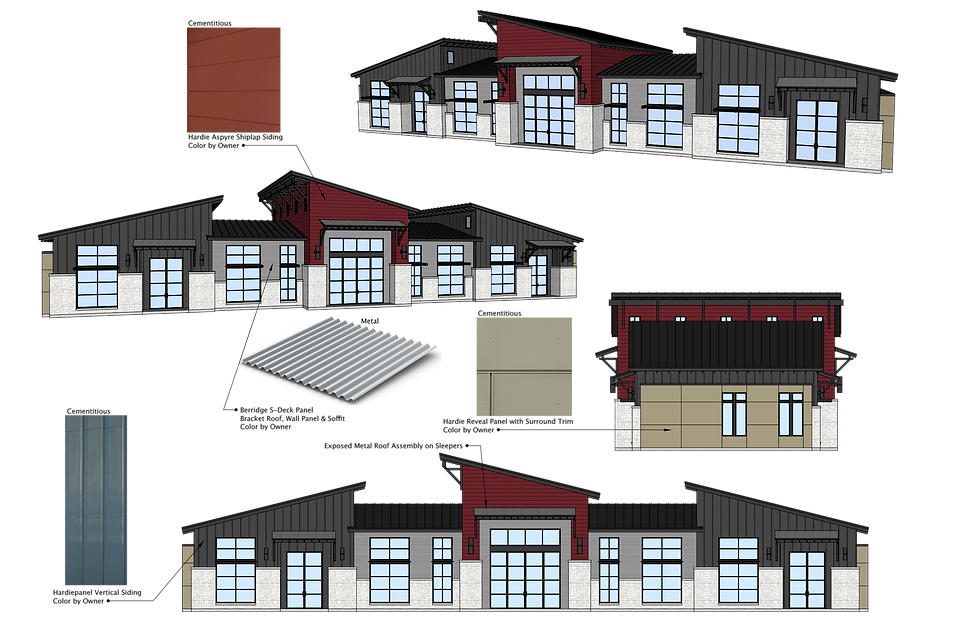 Modern office complex design Boerne, Texas materials and color schemes