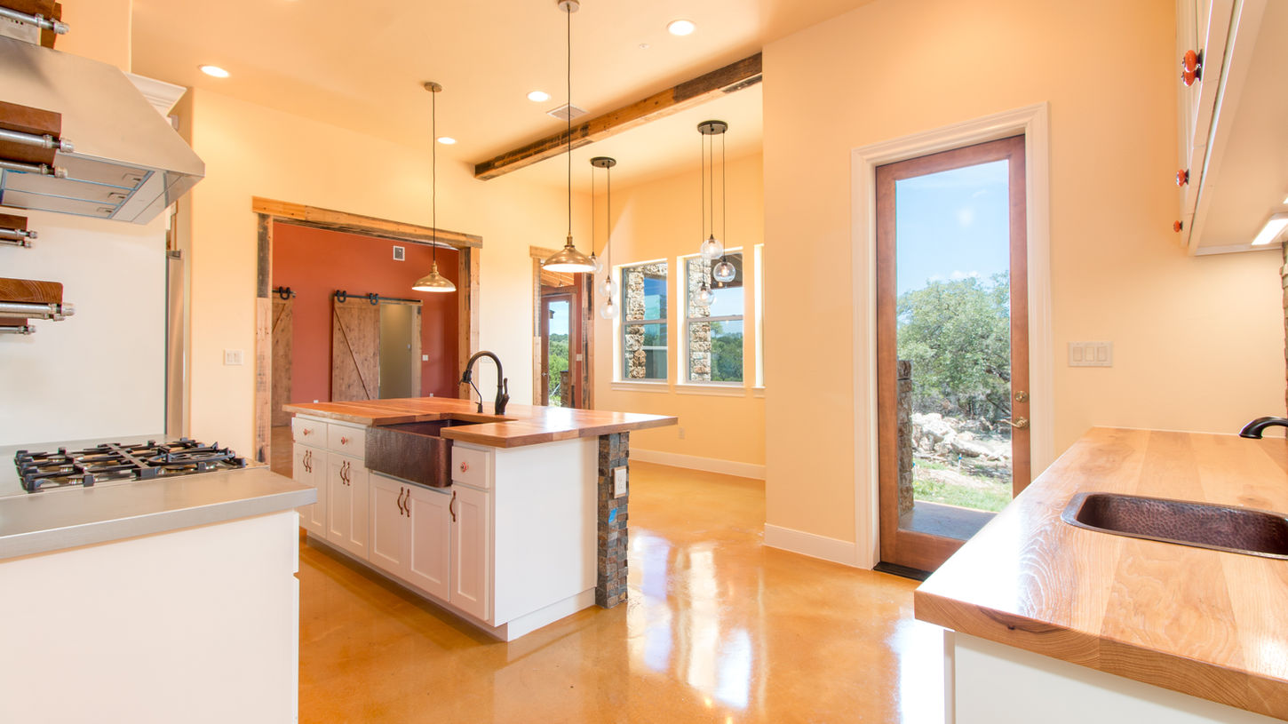 Warm wood tones and bright colors
