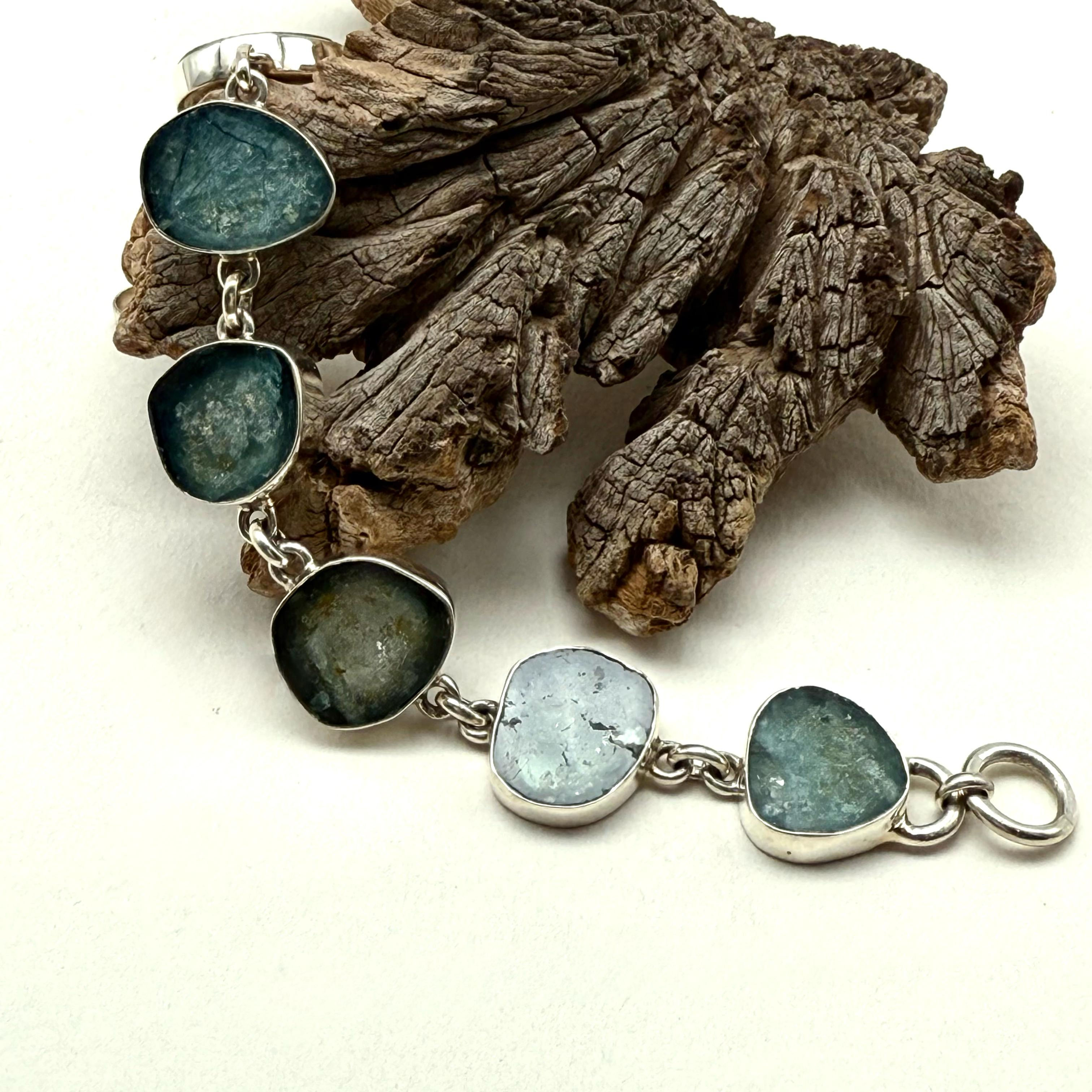 Blue/Green Tourmaline Slice Bracelet