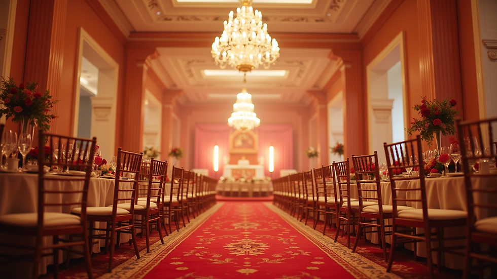 Eye-level view of a beautifully decorated gala venue