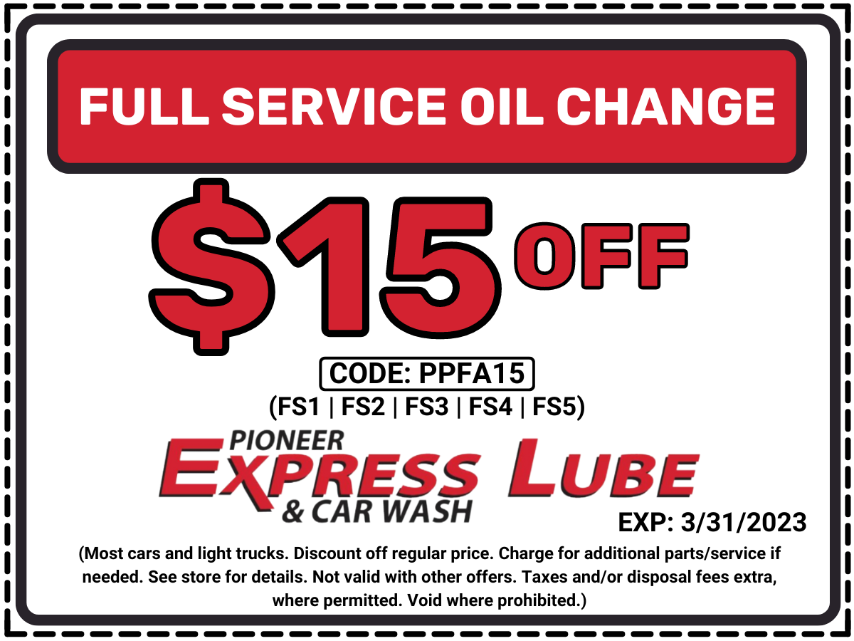 Oil Change Coupons | Pioneer Express Lube &amp; Car Wash