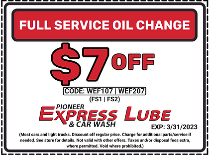 Oil Change Coupons | Pioneer Express Lube &amp; Car Wash