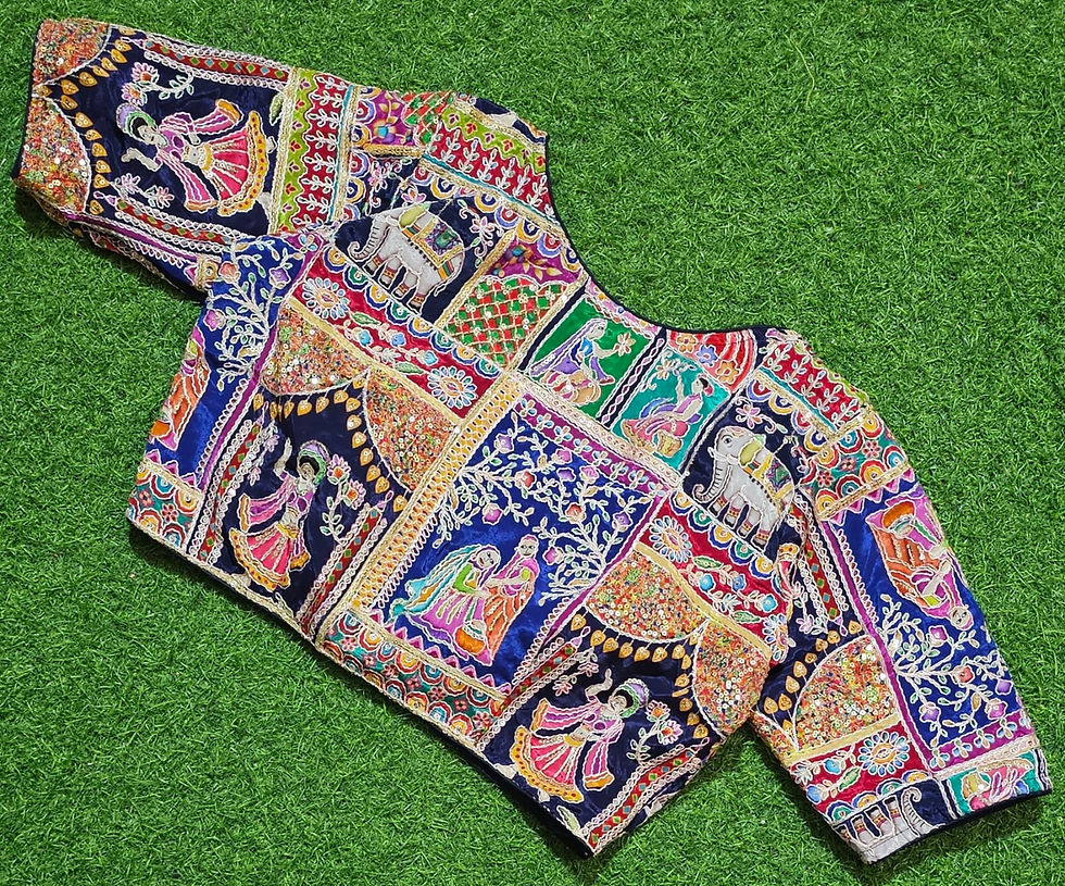Thumbnail: Natural Crape Position Print Coding and Sequins Work - 5 Variants