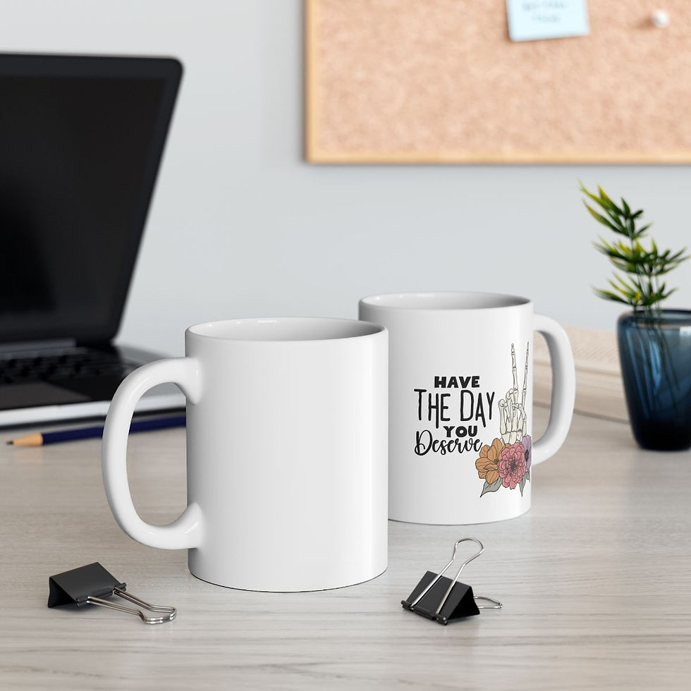 Thumbnail: Skeleton Hand with Flowers Ceramic Mug 11oz