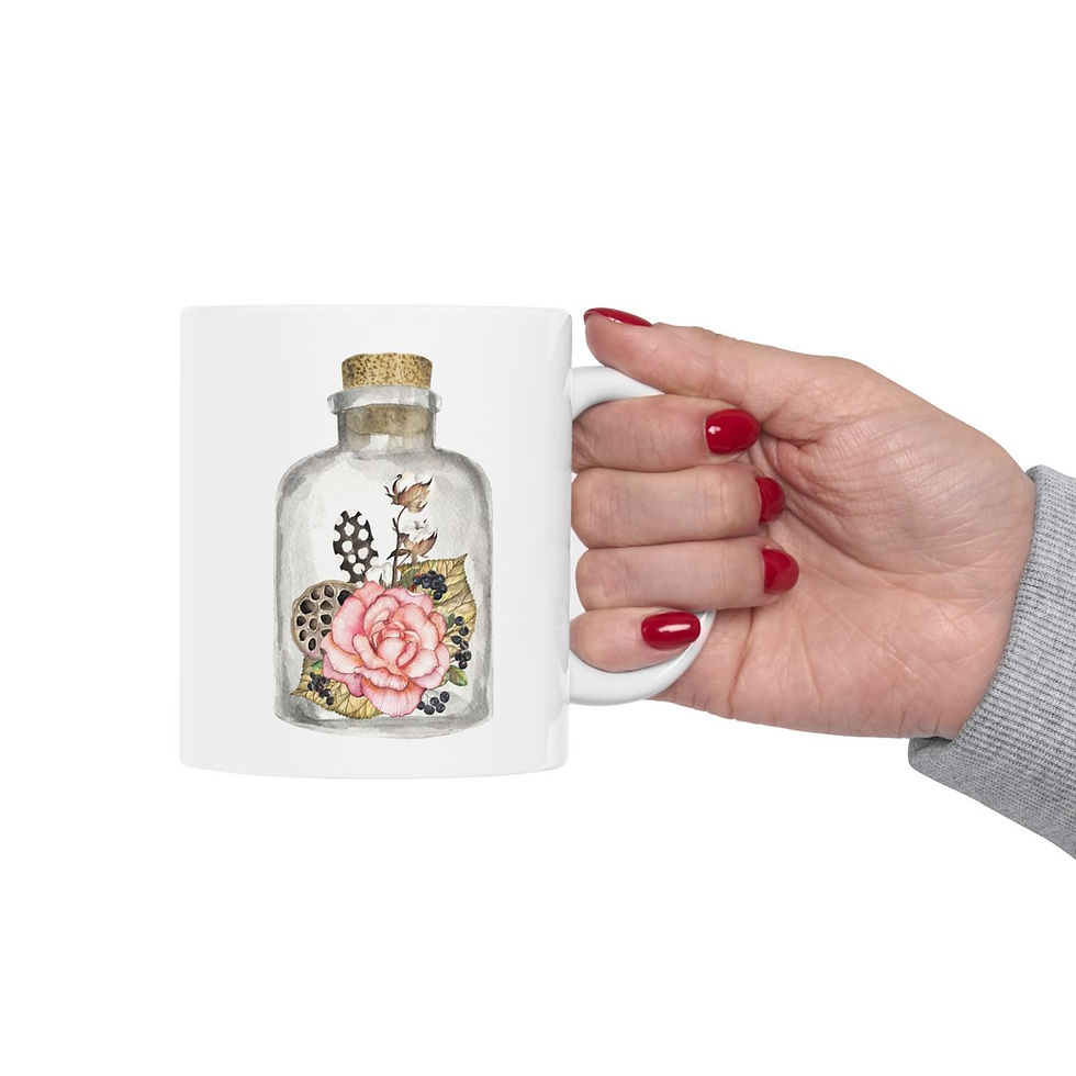 Thumbnail: BOHO Watercolor Jar with Flowers Ceramic Mug 11oz