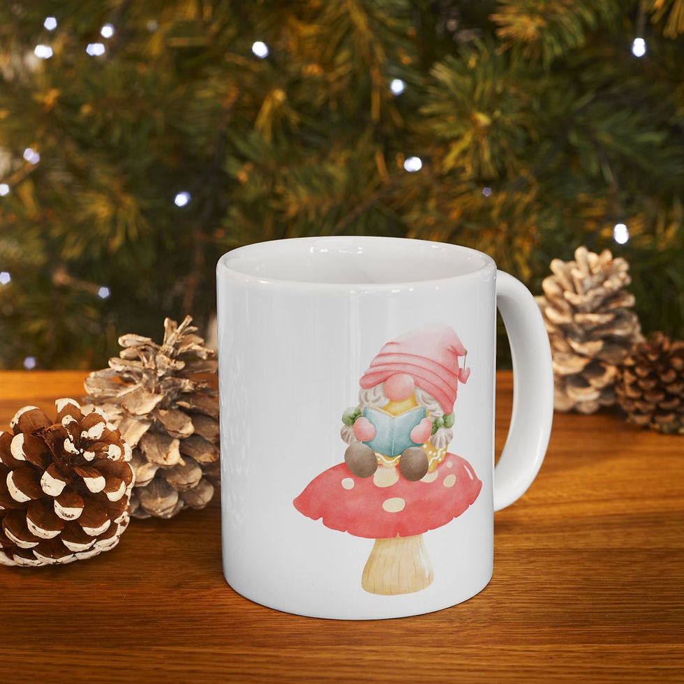 Thumbnail: Adorable Gnome Reading on a Mushroom Ceramic Mug 11oz