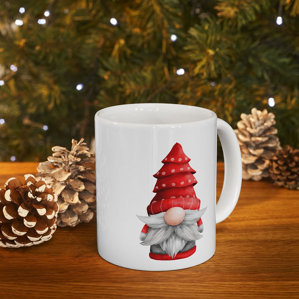 Thumbnail: Red Christmas Hat Gnome Ceramic Mug 11oz