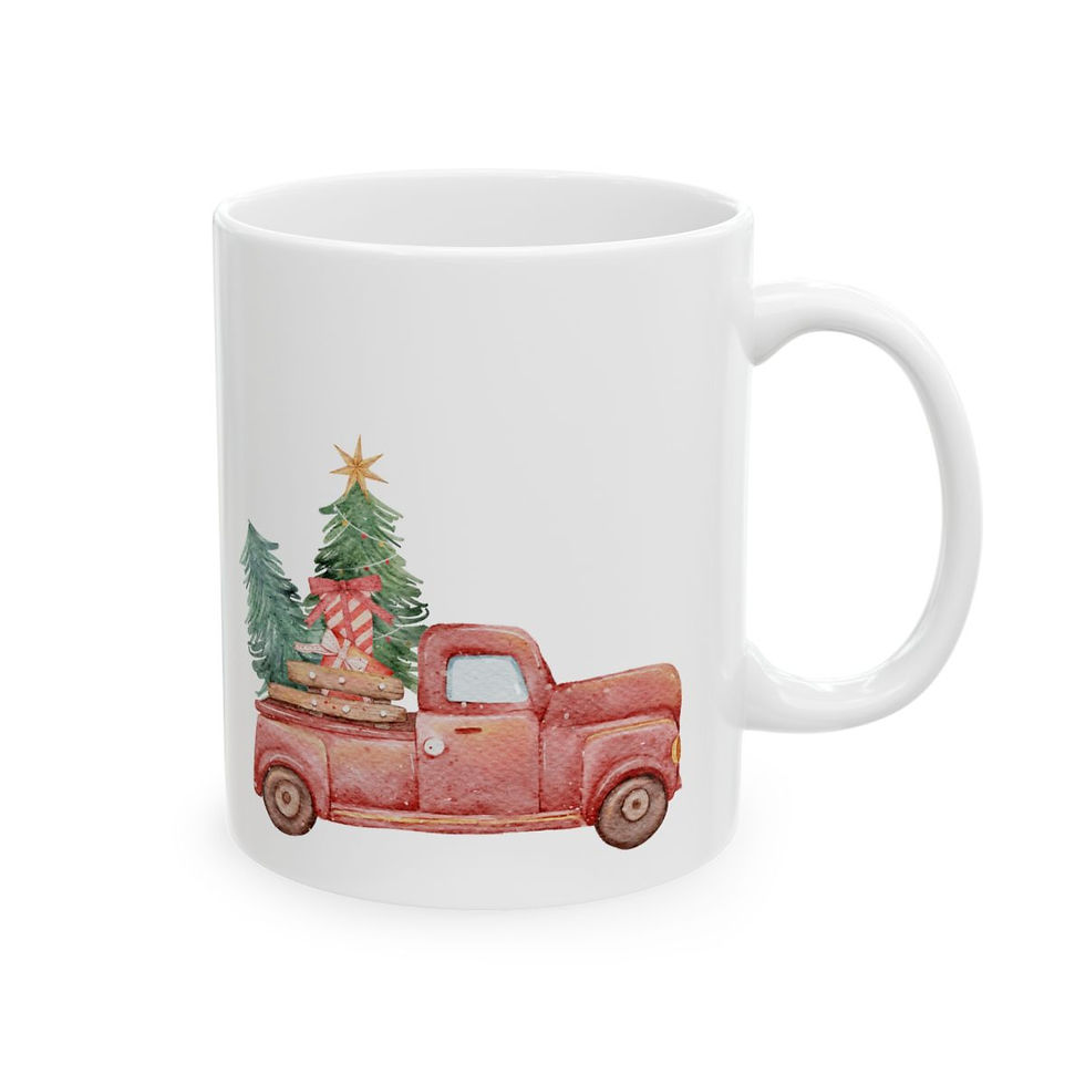 Vintage Holiday Truck Ceramic Mug 11oz