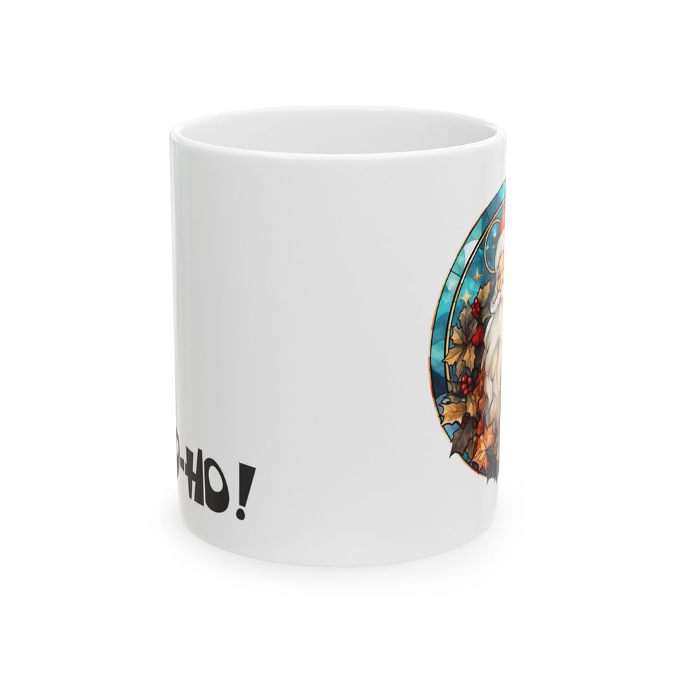 Thumbnail: Stained Glass Santa HO HO HO Ceramic Mug 11oz