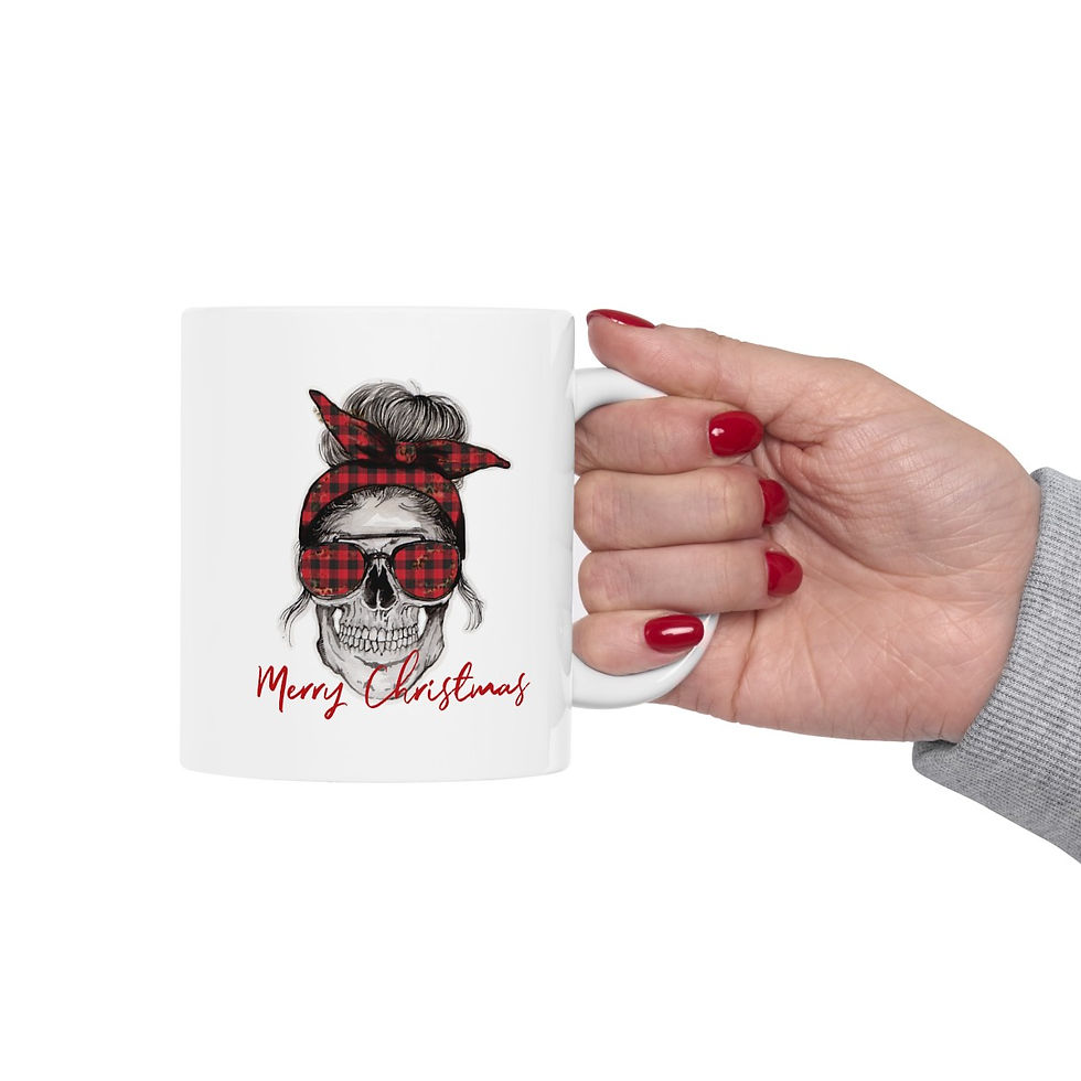 Thumbnail: Merry Christmas Skull Ceramic Mug 11oz