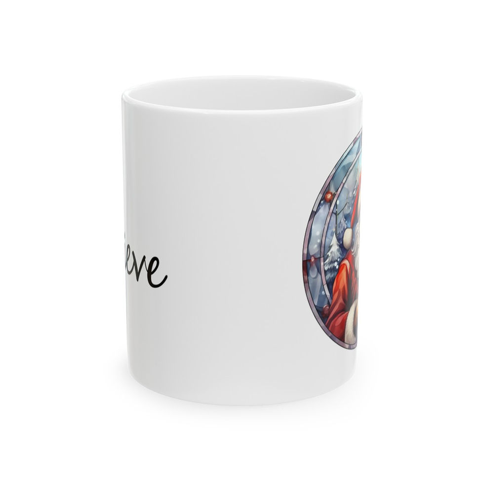 Thumbnail: Stained Glass Santa Believe Ceramic Mug 11oz
