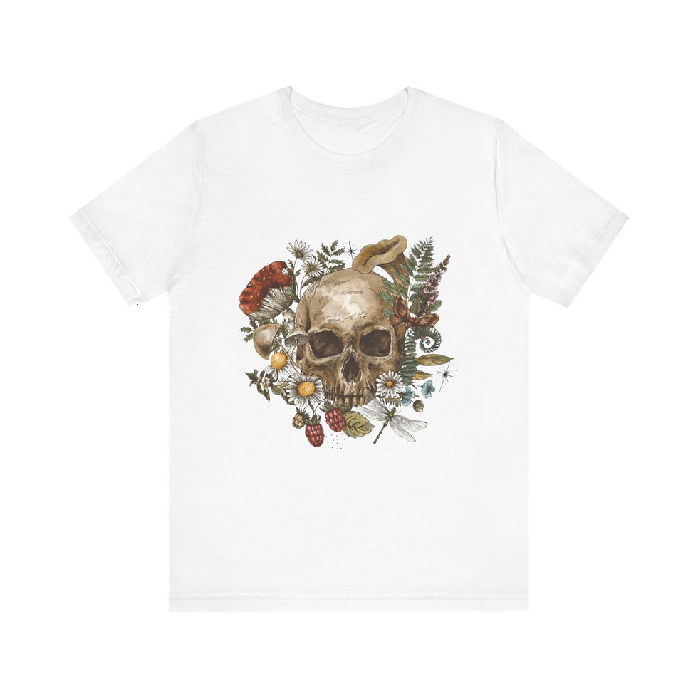 Mystical Skull & Bloom Unisex Jersey Short Sleeve T-Shirt