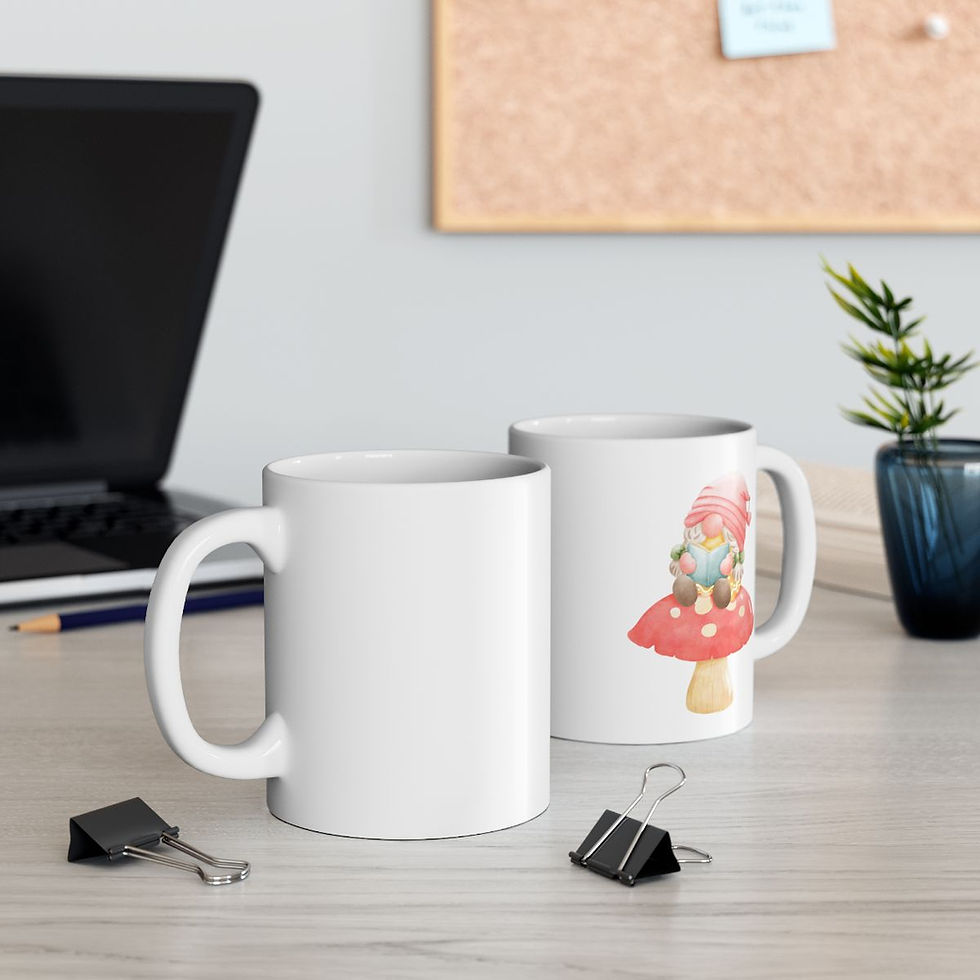 Thumbnail: Adorable Gnome Reading on a Mushroom Ceramic Mug 11oz