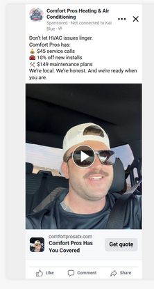 Smiling man wearing sunglasses Comfort Flex Heating & AC Meta Ads