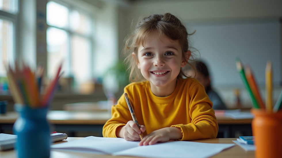 Close-up view of a student presenting their innovative project to peers