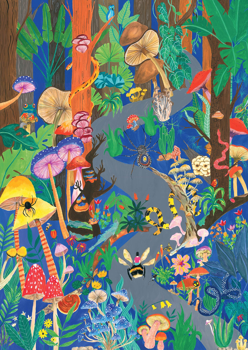 Magic mushroom art, Psilocybin art, Mushroom trip vision, Everything is connected to everything else, Fungi artist, Mushroom artist, Interconnectedness of life, message from mushrooms,